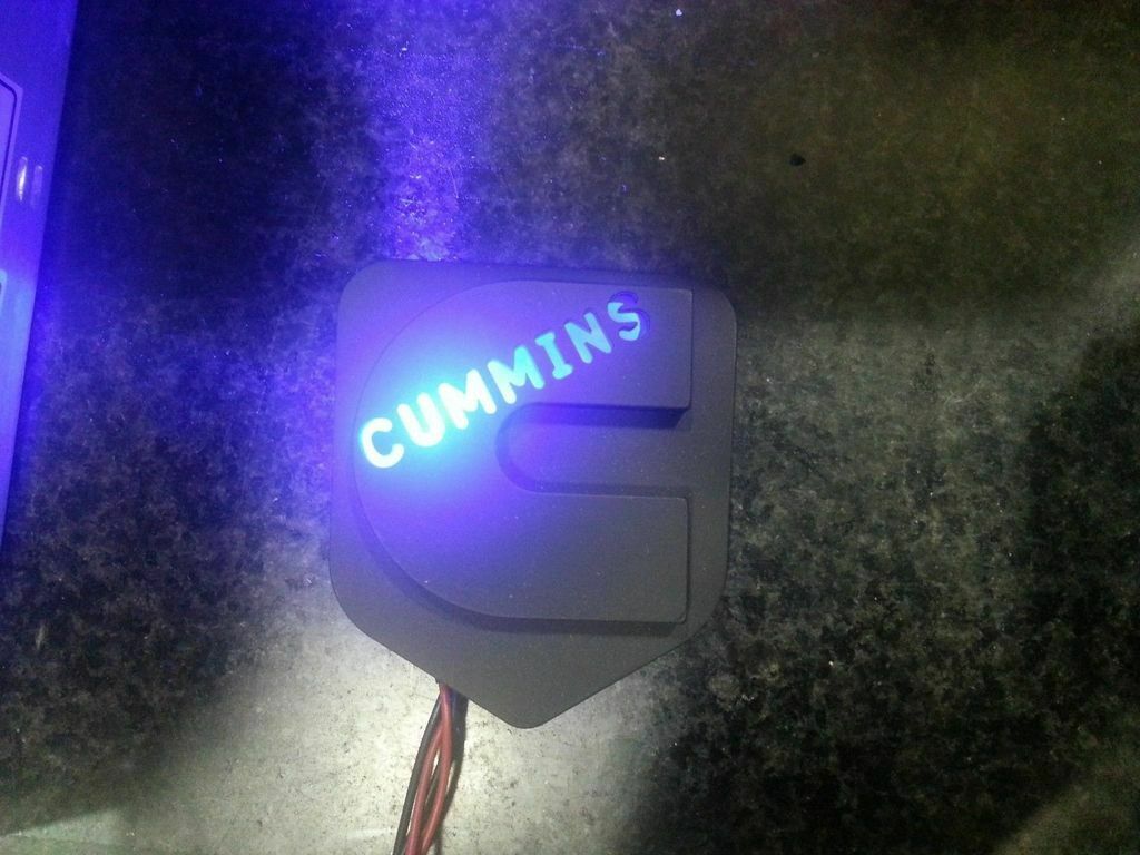 Black Billet Aluminum Illuminated Cummins Emblem 94-02 Dodge Ram Black Billet Aluminum Illuminated Cummins Emblem 94-02 Dodge Ram